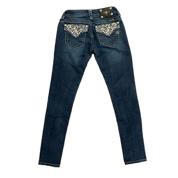 Miss Me Women's Denim Jeans Signature Skinny Sequin Beaded Pockets JP70805 Sz 26 - Picture 3 of 11